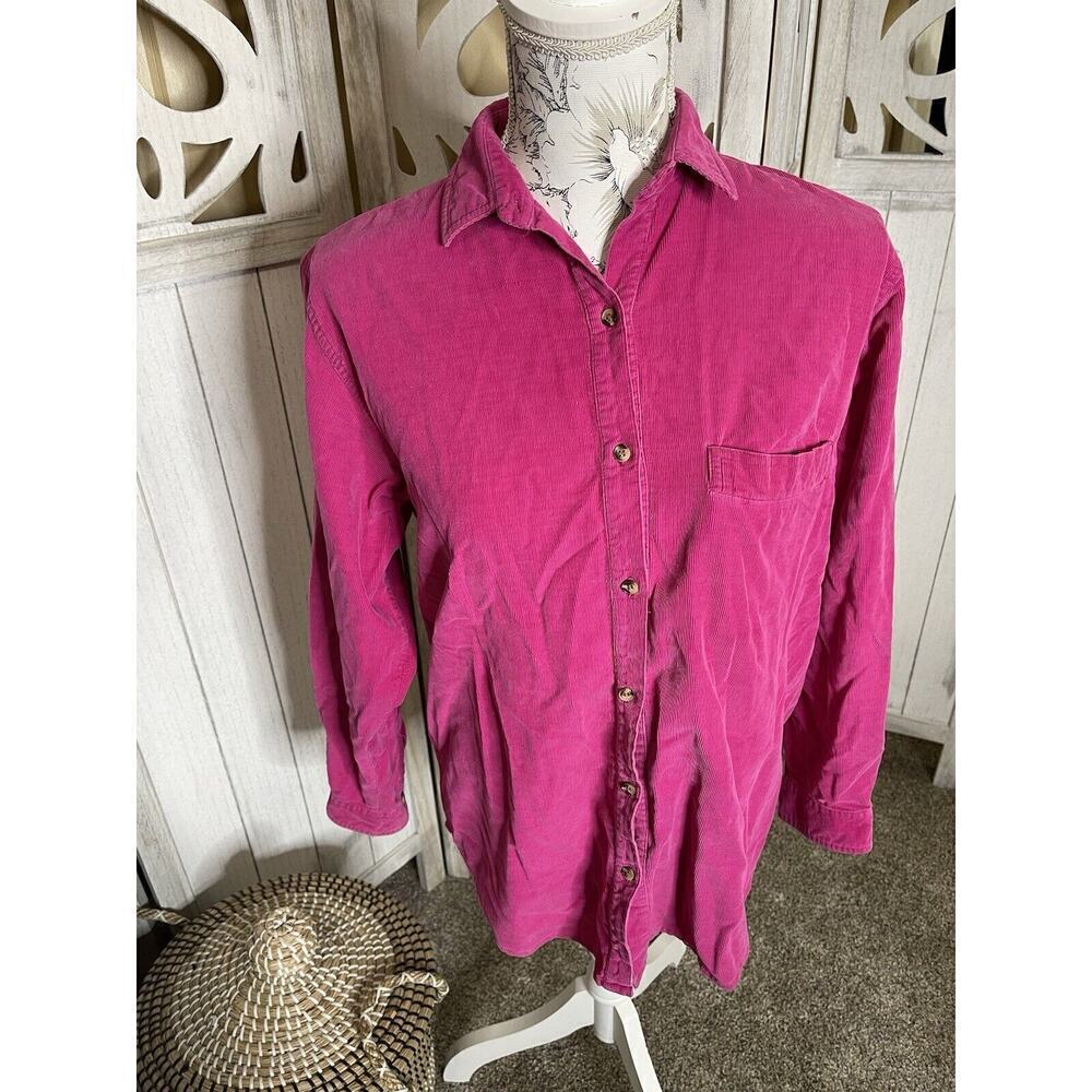 Vintage GAP Pink Corduroy Shirt Women's Medium Button Up 90s Y2K